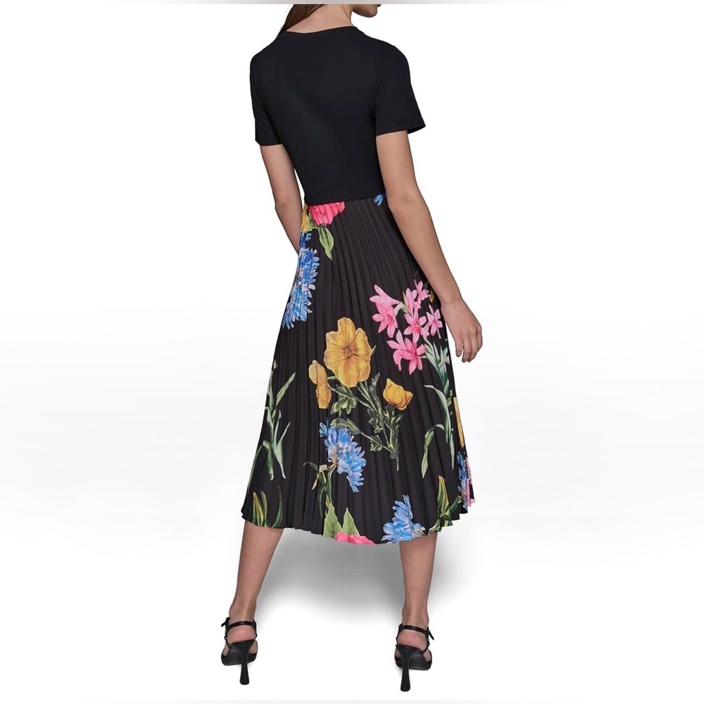 Karl Lagerfeld Women's Printed Pleated Satin Shirt Dress 18 - Picture 6 of 6